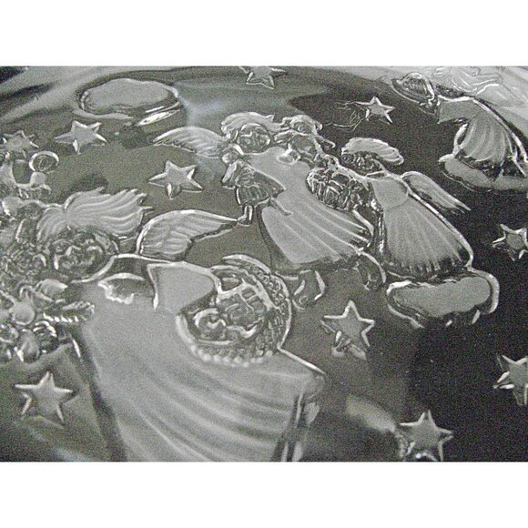 Mikasa Crystal Angel Plate Serving Dish Holidays Stars Trees 8" Retired Pattern - Picture 4 of 11